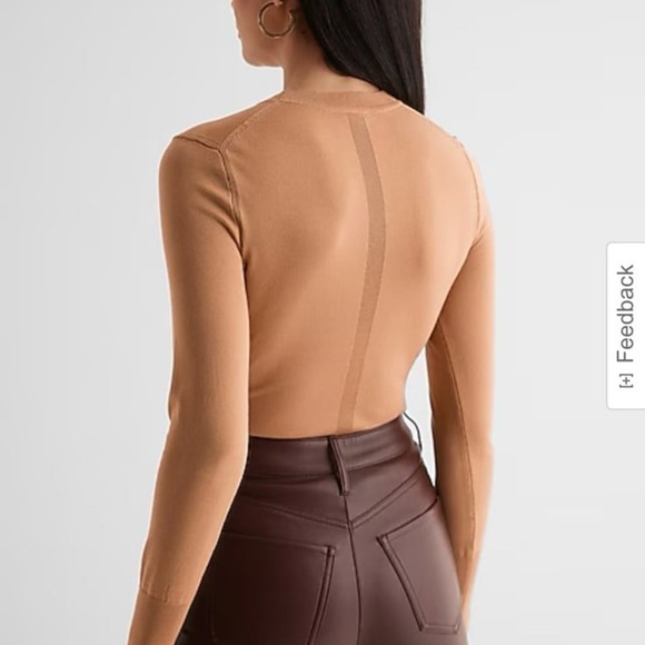 New Women's Express Silky Soft Fitted Crew Neck Sweater size Small pecan $68 - Picture 5 of 12